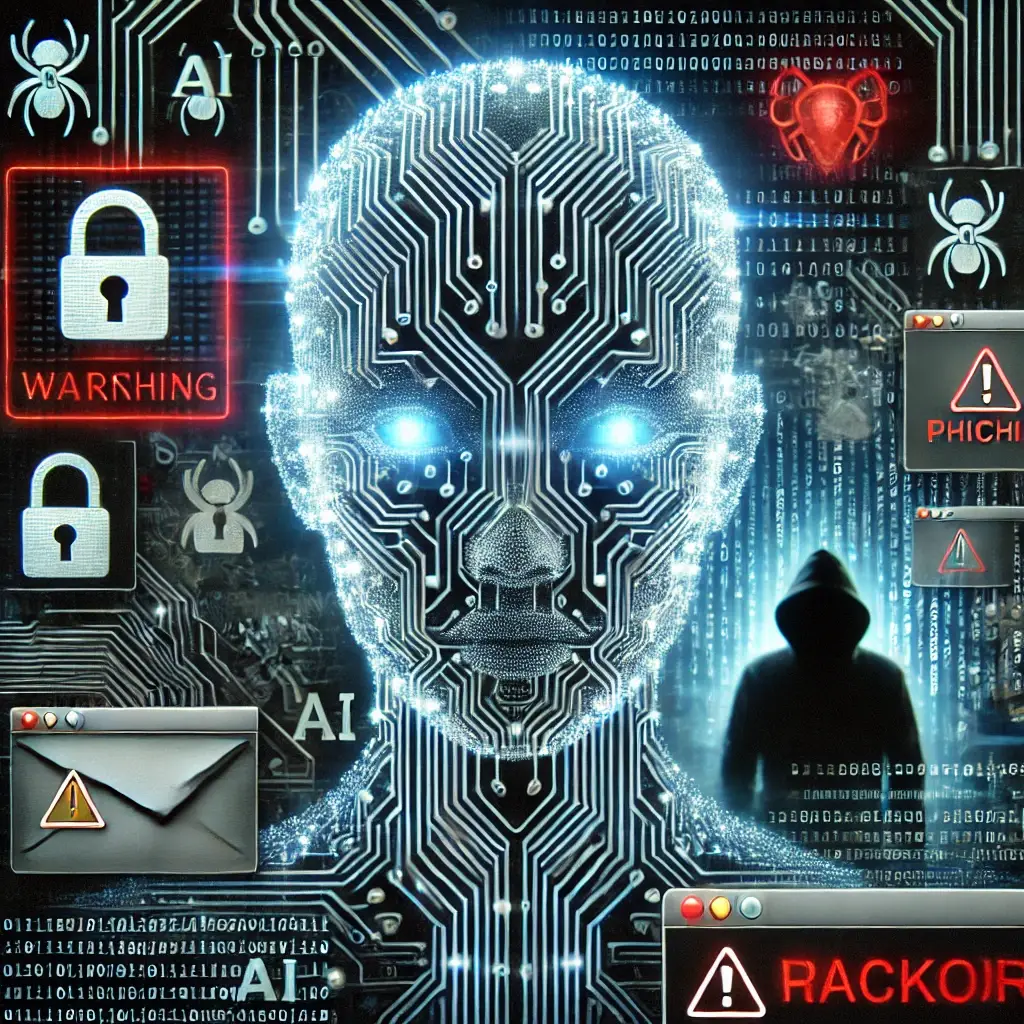 AI Avatar surrounded by cyber security alerts